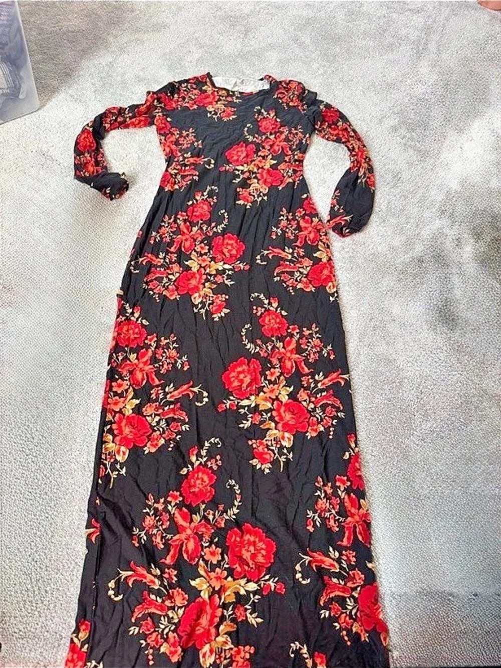 Fore Black & Red Floral Serendipity Long Sleeve Chiffon Maxi Dress Maxi Dress